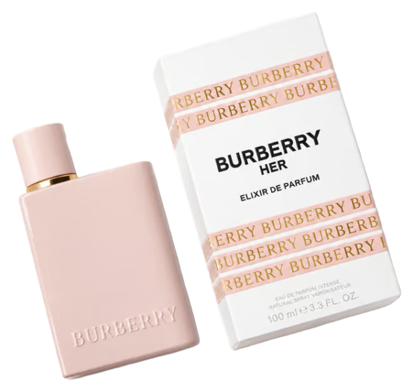 Burberry Her luxury perfume bottle featuring a pink fragrance